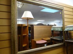 Large modern gilt framed mirror with bevelled glass