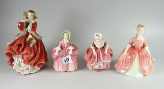 Royal Doulton figures 'Bo Peep', 'Debbie', 'Goody Two Shoes' & 'Top of the Hill'
