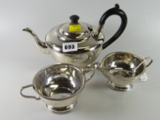 Hallmarked silver three-piece teaset Birmingham 1931, 20 ounces gross