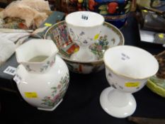 Pair of Spode Campanula ceramic goblets, Aynsley vase & a Satsuma ware decorated bowl
