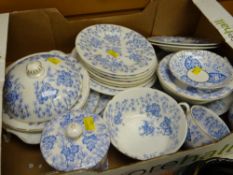 Box of blue & white tea & breakfastware in various patterns