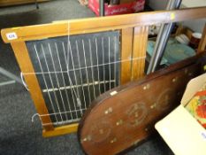 A bagatelle board together with a child's miniature blackboard on stand