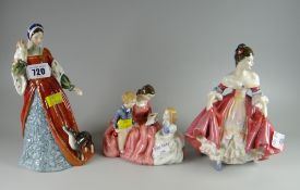 Royal Doulton figure 'Ann Boleyn', 'The Bedtime Story' & 'Southern Belle'