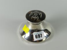 A hallmarked silver & tortoiseshell decorated lid