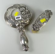 Hallmarked silver dressing table brush & mirror