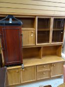 Modern teak effect lounge unit, oak sideboard, lightwood dressing table etc (buyer must take all