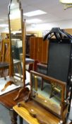 A vintage cheval mirror & an antique toilet mirror