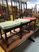 A Priory or similar refectory-type dining table & three chairs