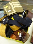 Parcel of military items including Royal Artillery dress belt & sash, buttons, lapel badges etc