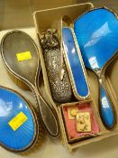 Parcel of hallmarked silver hairbrushes, mirror, sugar nips etc