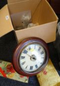 A vintage wall clock (for restoration) together with various associated parts, weights & clock
