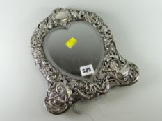 Hallmarked silver London 1897 heart shaped easel-style mirror