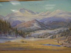 ELSIE HADDON HAYNES view of snow covered mountains, signed with Davey & Sons, Manchester label