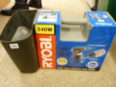 Boxed Ryobi electric sander and a home office shredder E/T