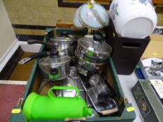 Quantity of modern glass lidded cookware etc