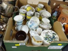 Yellow bird and floral decorated part teaset and other tableware