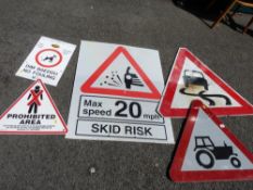 Parcel of warning signs for tractor, slippery road, prohibited area etc