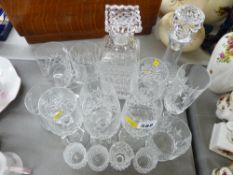 Two decanters, a selection of drinking glassware etc