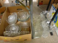 Four glass flower vases, selection of various bowls and other glassware