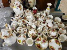 Royal Albert 'Old Country Roses' part coffee set and a collection of matching and other cabinet