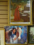 Victorian print - titled 'His First Performance' and M CAROSELLI colourful print - young Indian girl