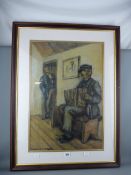 JACK B YEATS framed print - titled verso 'The Accordion Player, Hugh Lane Municipal Gallery,