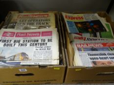 Large collection of 'Rail News' monthly newspapers contained in two boxes