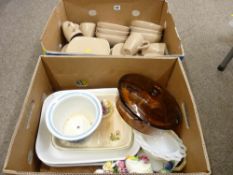 Box of Trade Winds tableware and a quantity of Pyrex type and other dishes