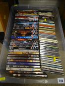Crate of music CDs and DVDs