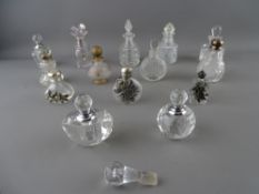 Collection of glass scent bottles, most with stoppers