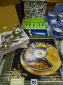 Boxed set of Portmeirion Botanic Garden cheese knives and spreaders, a further quantity of boxed and