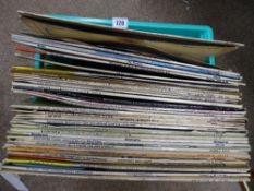 Crate of LP records, predominantly classical music