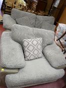 Large modern three seater couch and single armchair