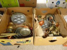 Two boxes of vintage copper and brassware