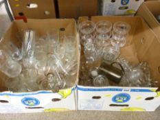 Two boxes of drinking and other glassware