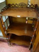 Mahogany three shelf whatnot