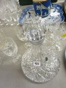 Edinburgh International hand cut ship's decanter with stopper and six similarly decorated drinking