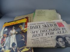 Vintage box file containing commemorative newspapers and a book, many circa 1930s covering HRH
