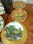 Six Portmaster Pottery fruit decorated china plates with others