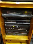 Technics multi-separates hifi system in a pine entertainment unit E/T