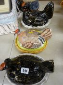 Three Staffs hen on nests