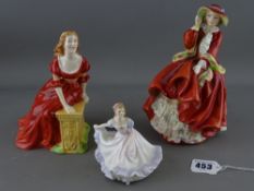 Three Royal Doulton lady figurines 'Ninette' HN3215, 'Judith' HN2313 and 'Top o' the Hill' HN1534