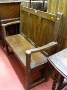 Neat stained pine open based settle