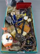 Mixed collection of vintage costume jewellery, watches, magnifiers etc