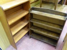 Polished open bookcase and a teak effect open bookcase