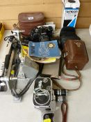Vintage camera equipment including a Bolex Pailard cine camera, Franke & Heidecke Braunschweig by