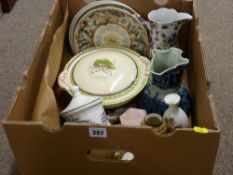 Box of miscellaneous porcelain including Wedgwood calendar plates etc