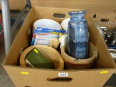 Box of treen and pottery planters