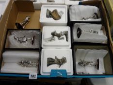 Nine Franklin Mint and other fine pewter and other composition figures