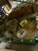 Two boxes of commemorative glassware, other glassware and commemorative ware